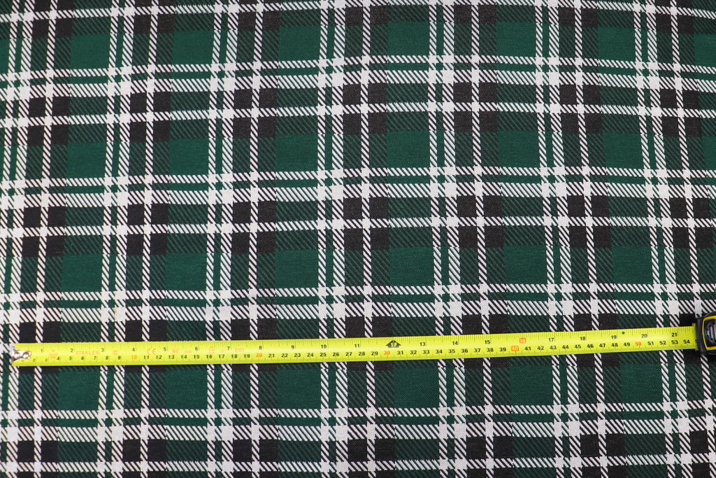 Bottle Green Tartan Jacquard Fabric with Stretch