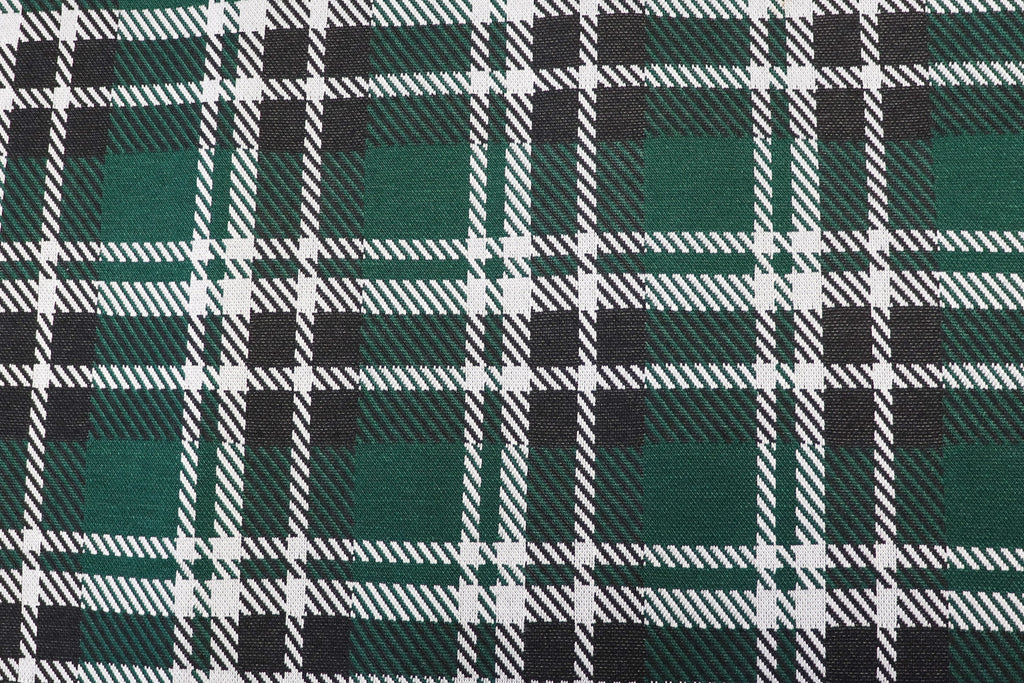 Bottle Green Tartan Jacquard Fabric with Stretch