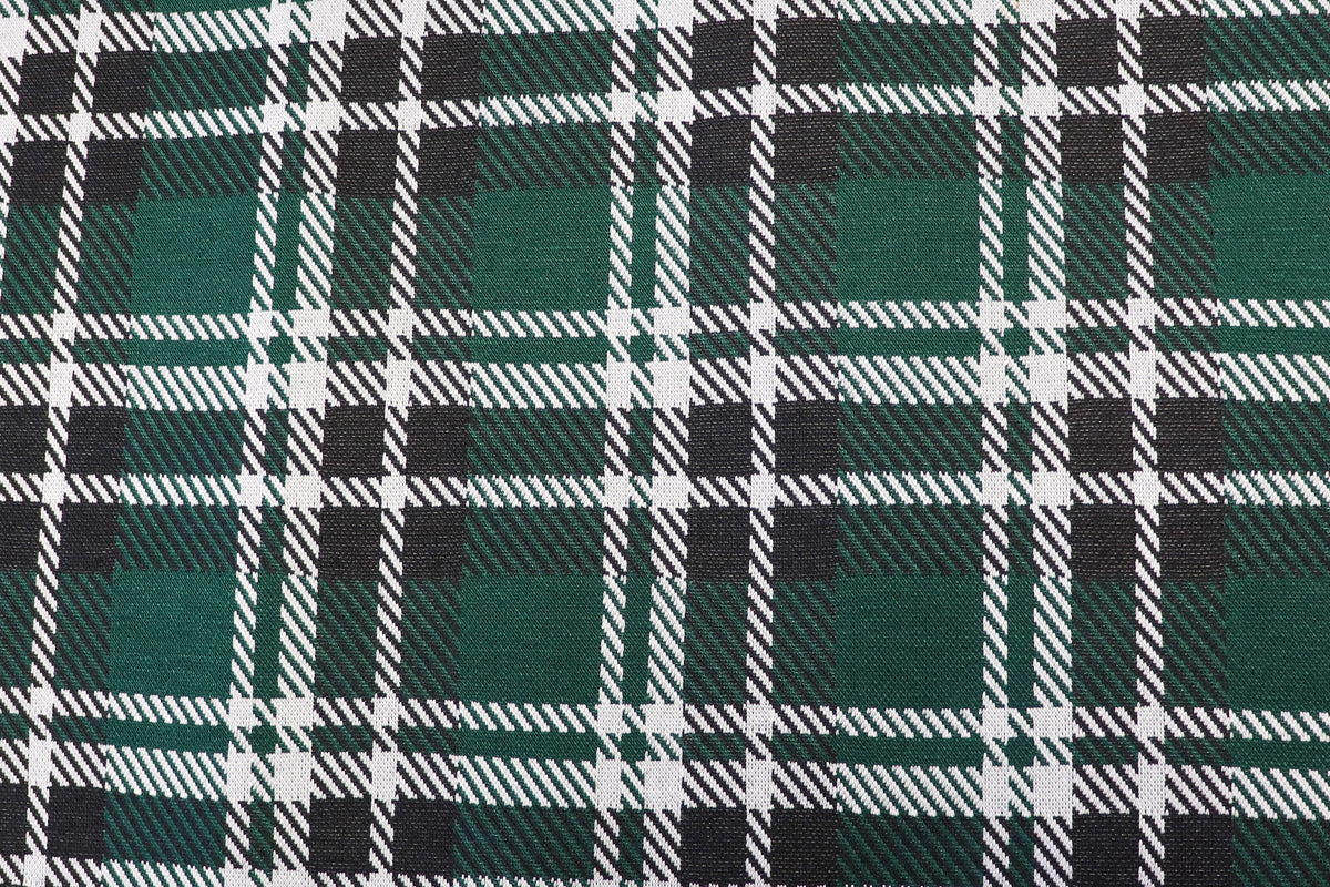 Bottle Green Tartan Jacquard Fabric with Stretch