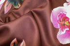 Floral Scuba Jersey Fabric Brown Peach Pink Yellow 2-Way Stretch