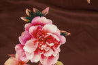 Floral Scuba Jersey Fabric Brown Peach Pink Yellow 2-Way Stretch