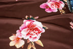 Floral Scuba Jersey Fabric Brown Peach Pink Yellow 2-Way Stretch