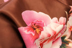 Floral Scuba Jersey Fabric Brown Peach Pink Yellow 2-Way Stretch