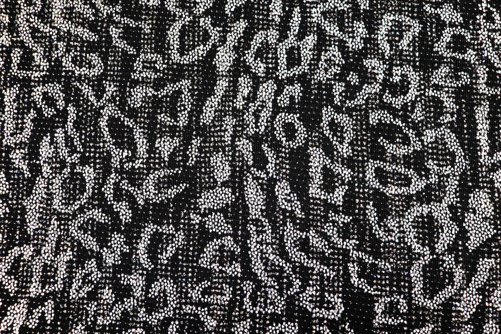 Black Silver Leopard Lurex Fabric All Way Stretch