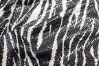 Black White Zebra Foil Fabric Shiny Scales All Way Stretch