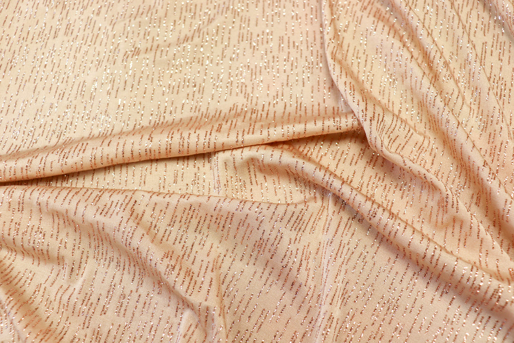 Nude Glitter Stripe Fabric Rose Gold All Way Stretch