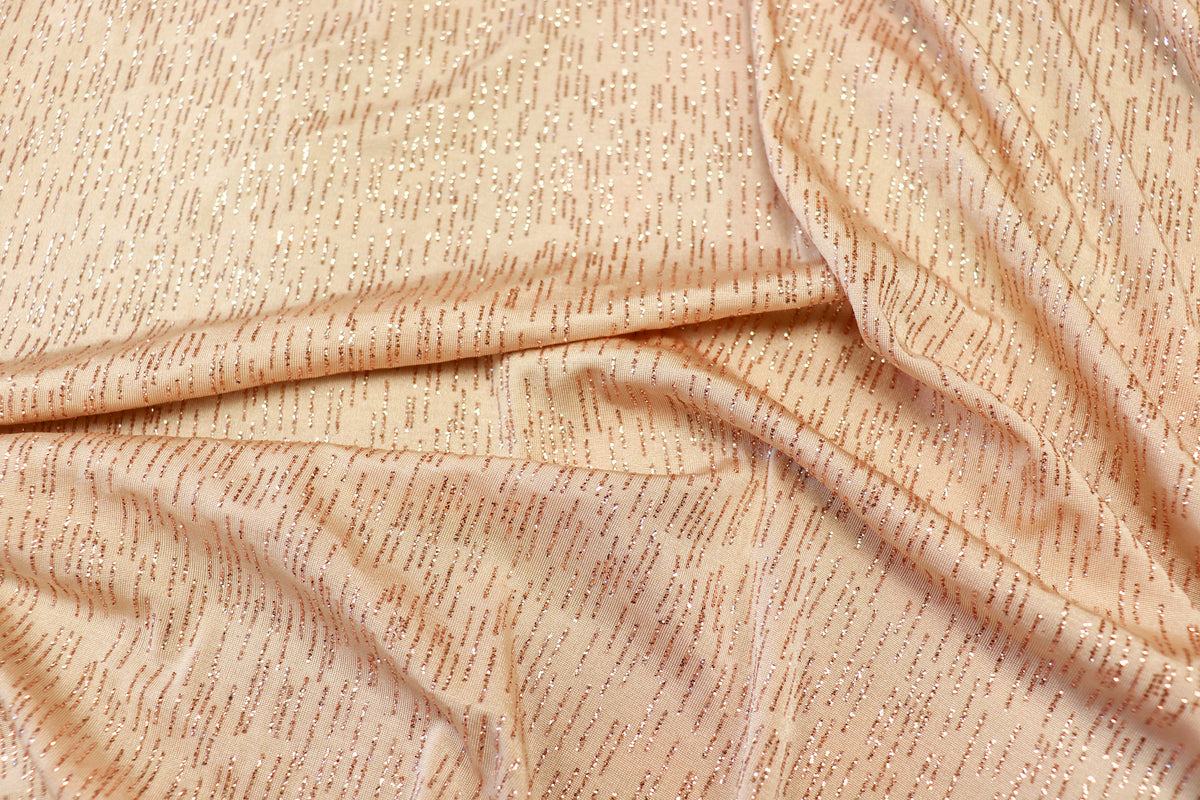 Nude Glitter Stripe Fabric Rose Gold All Way Stretch