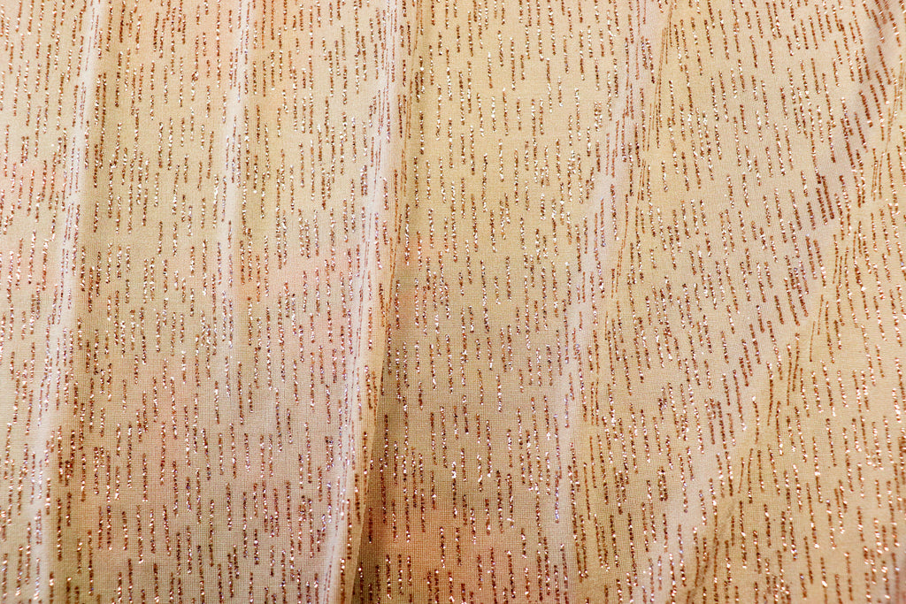 Nude Glitter Stripe Fabric Rose Gold All Way Stretch