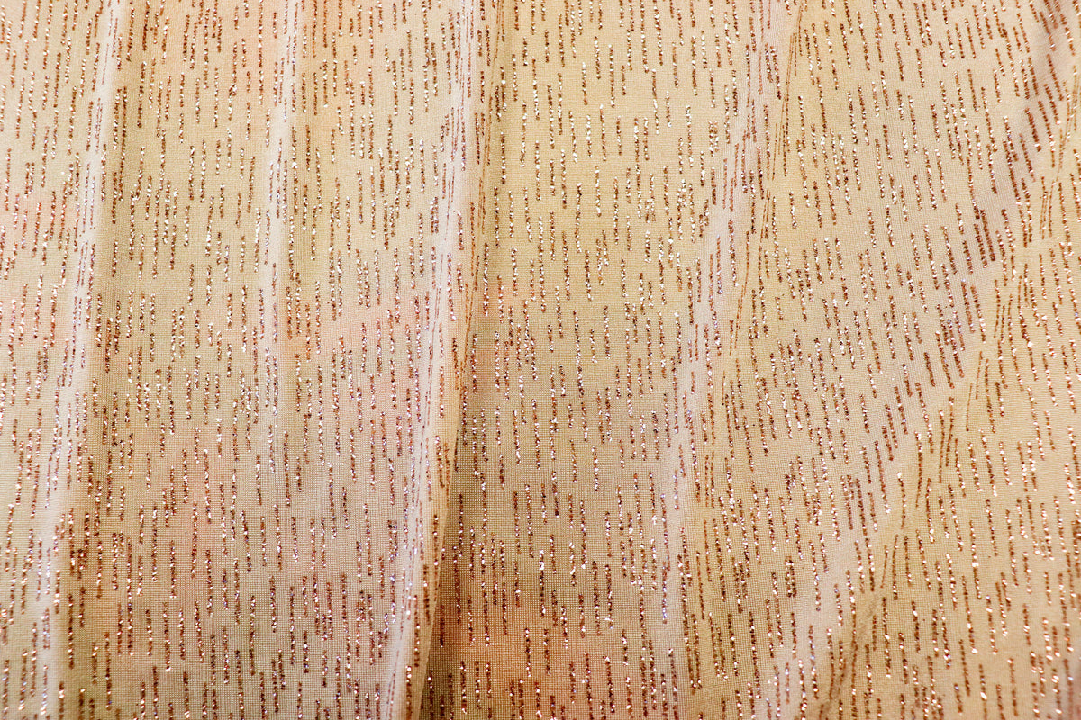 Nude Glitter Stripe Fabric Rose Gold All Way Stretch