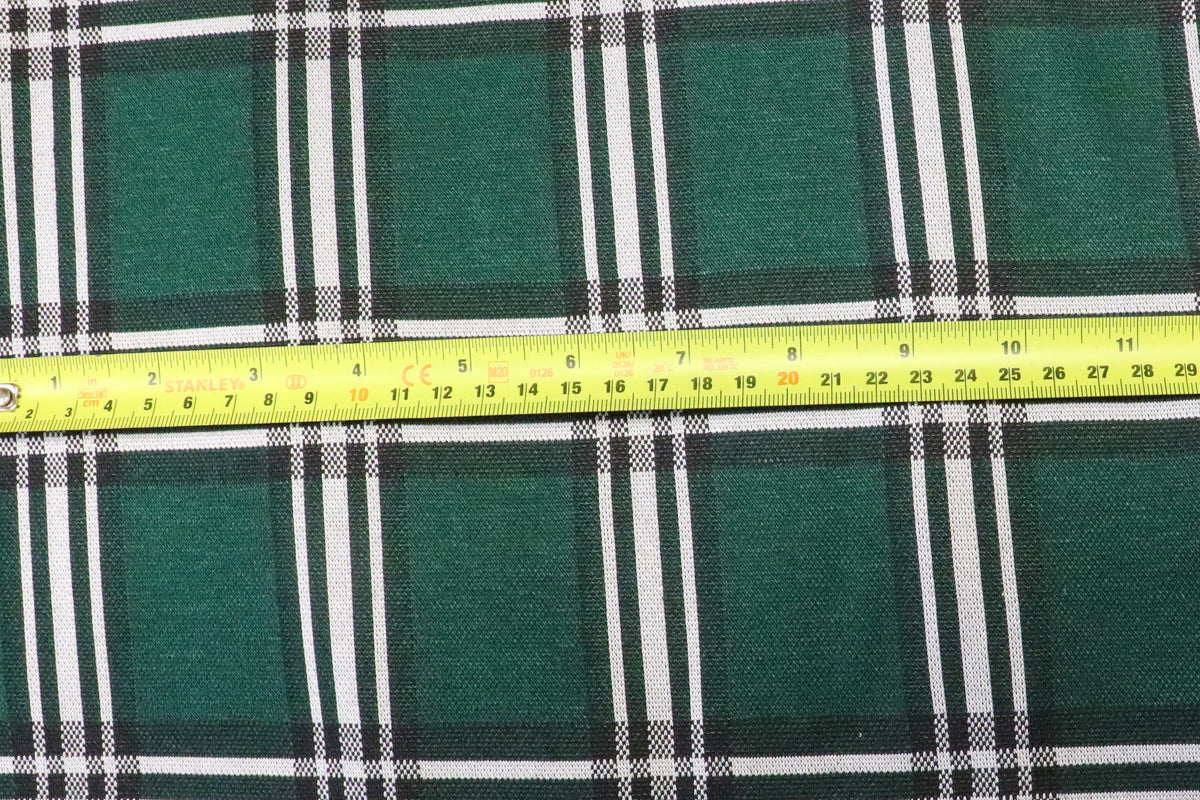 Green Tartan Jacquard Fabric with Stretch