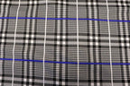 Black White Check Jacquard Fabric Royal Blue Lines Stretch