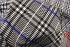 Black White Check Jacquard Fabric Royal Blue Lines Stretch