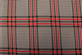 Black White Tartan Jacquard Fabric Red Accent Lines Stretch