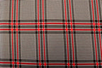Black White Tartan Jacquard Fabric Red Accent Lines Stretch