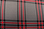 Black White Tartan Jacquard Fabric Red Accent Lines Stretch
