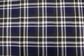 Navy Tartan Jacquard Fabric Black White Lines with Stretch