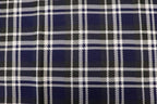 Navy Tartan Jacquard Fabric Black White Lines with Stretch
