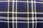 Navy Tartan Jacquard Fabric Black White Lines with Stretch