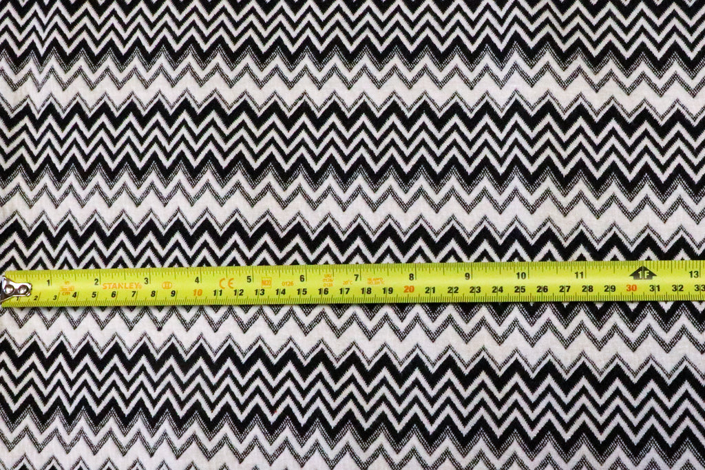 Chevron Stretch Jacquard Fabric Black White Zigzag Stripes
