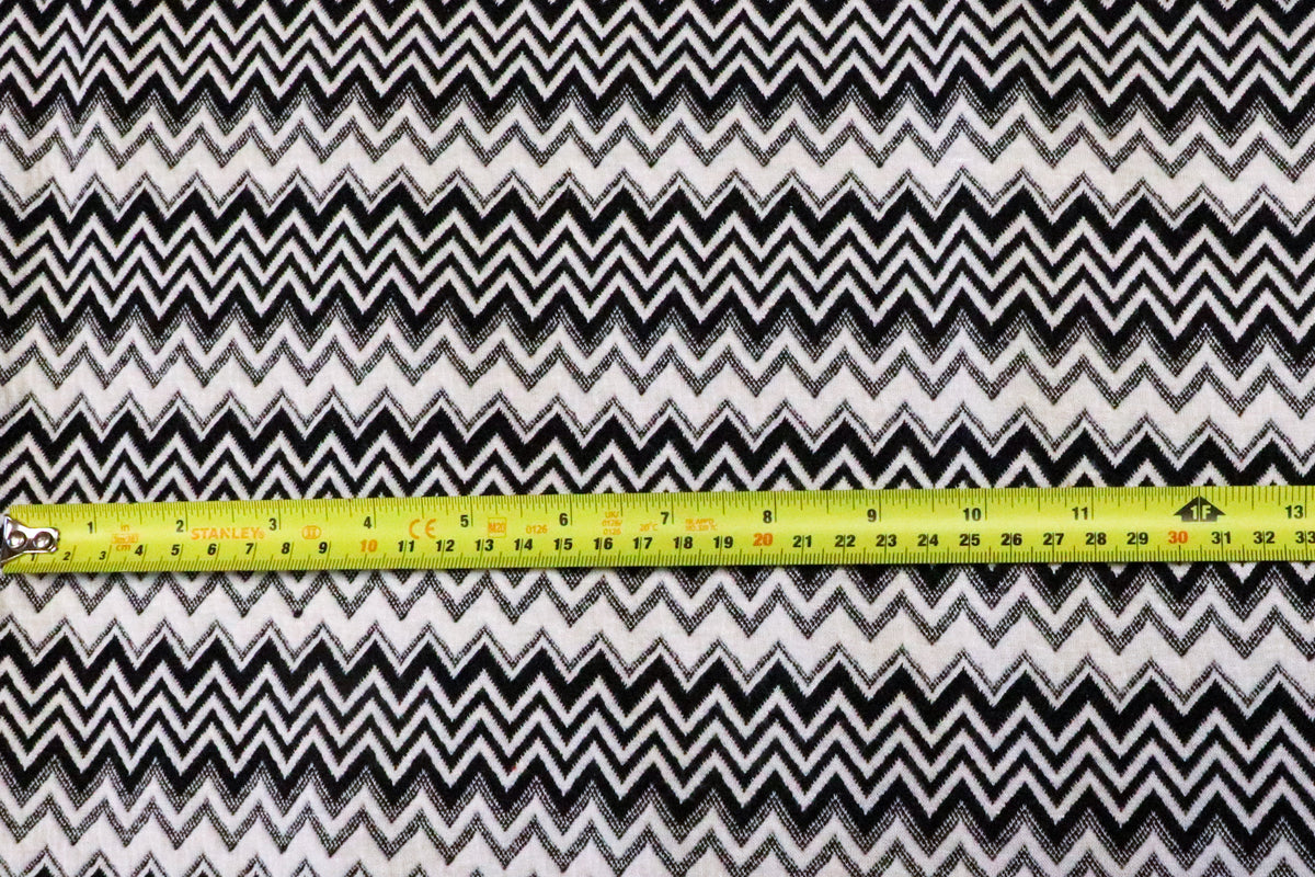 Chevron Stretch Jacquard Fabric Black White Zigzag Stripes