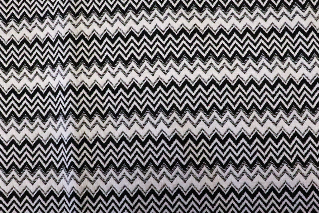Chevron Stretch Jacquard Fabric Black White Zigzag Stripes