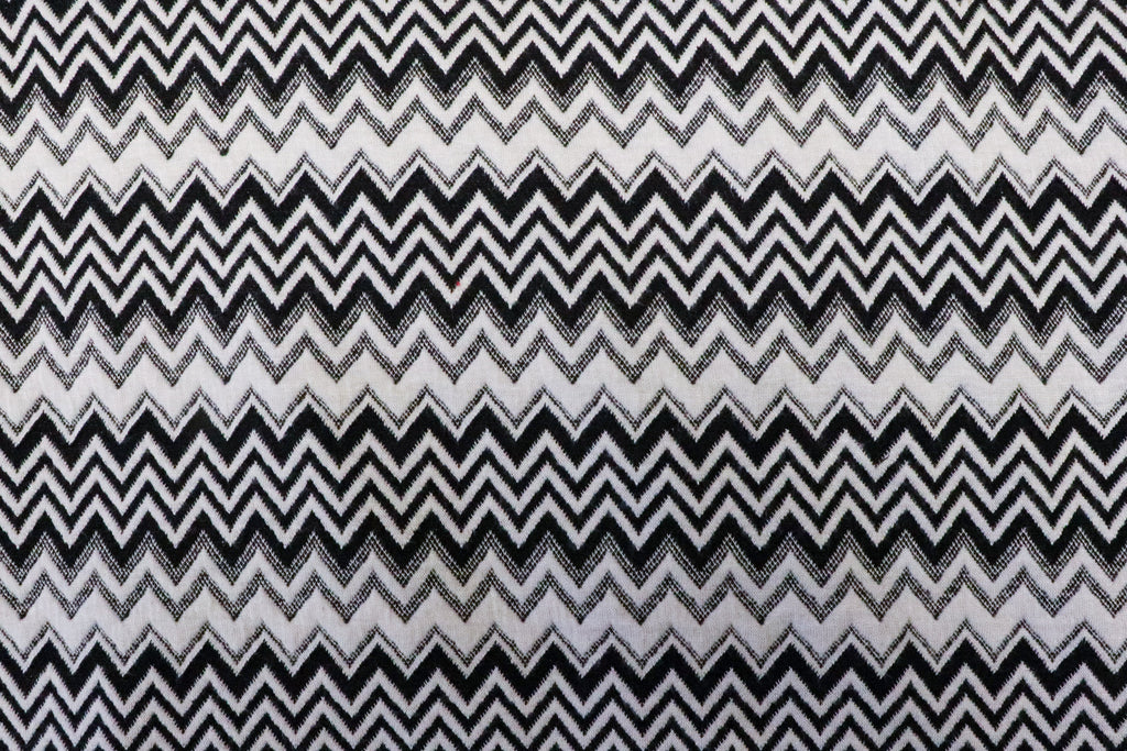 Chevron Stretch Jacquard Fabric Black White Zigzag Stripes