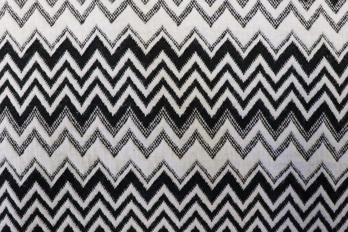 Chevron Stretch Jacquard Fabric Black White Zigzag Stripes