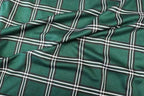 Bottle Green Check Jacquard Fabric Black White Lines Stretch