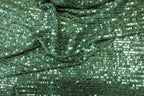 Emerald Green Sequin Mesh Fabric Overlapping Rows with Stretch