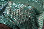Emerald Green Sequin Mesh Fabric Overlapping Rows with Stretch