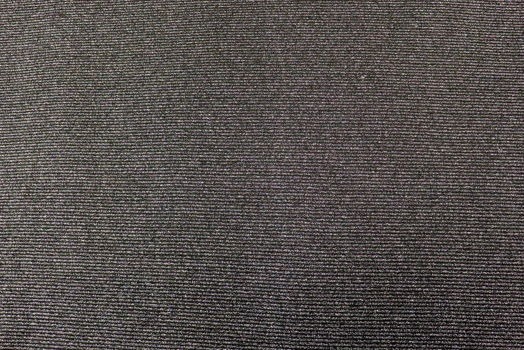 Black Silver Lurex Fabric Horizontal Stripes All Way Stretch