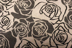 Black White Rose Jacquard Fabric Large Floral Stretch