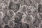Black White Rose Jacquard Fabric Large Floral Stretch