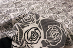 Black White Rose Jacquard Fabric Large Floral Stretch