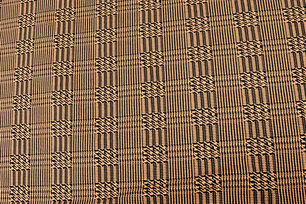 Rust Black Check Jacquard Fabric with Stretch
