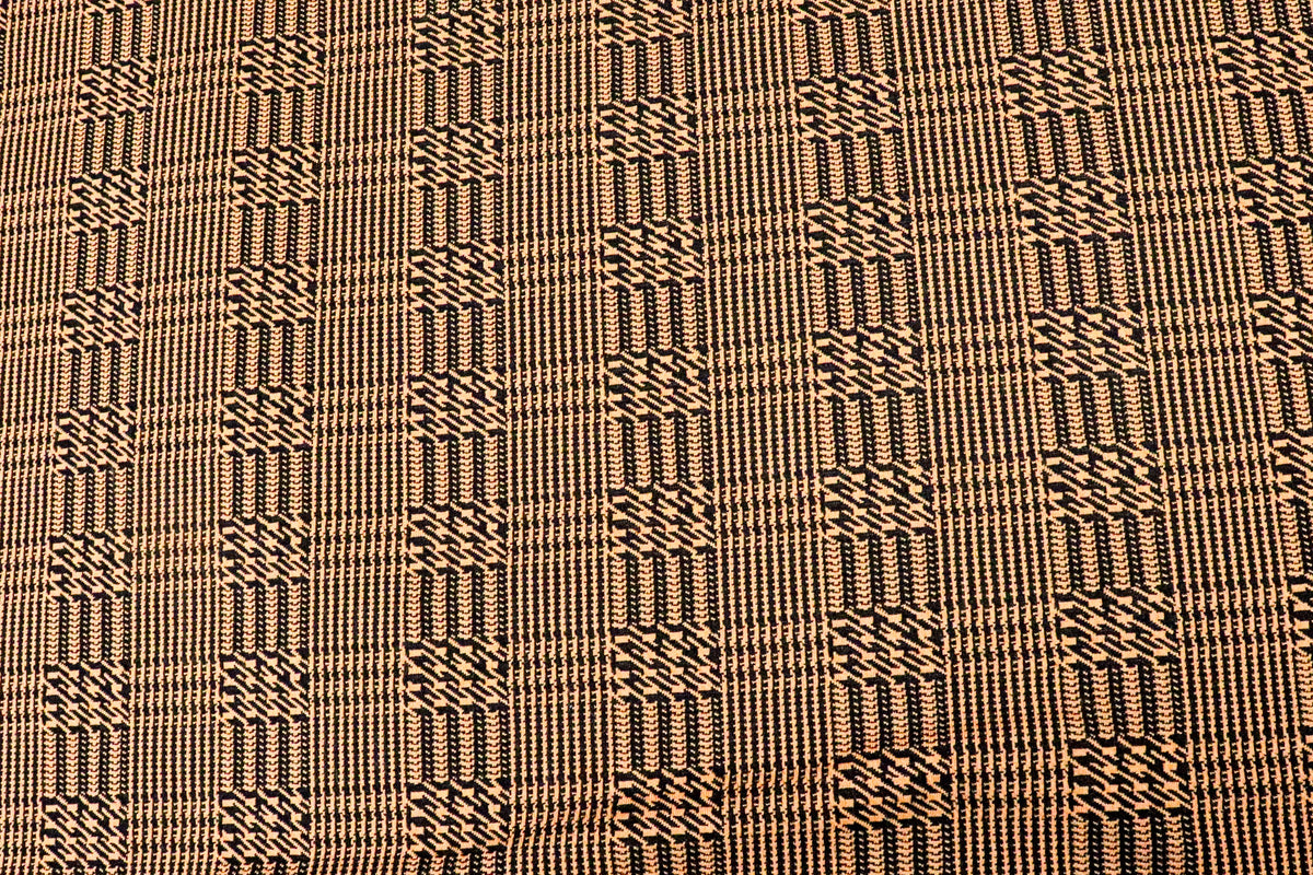 Rust Black Check Jacquard Fabric with Stretch