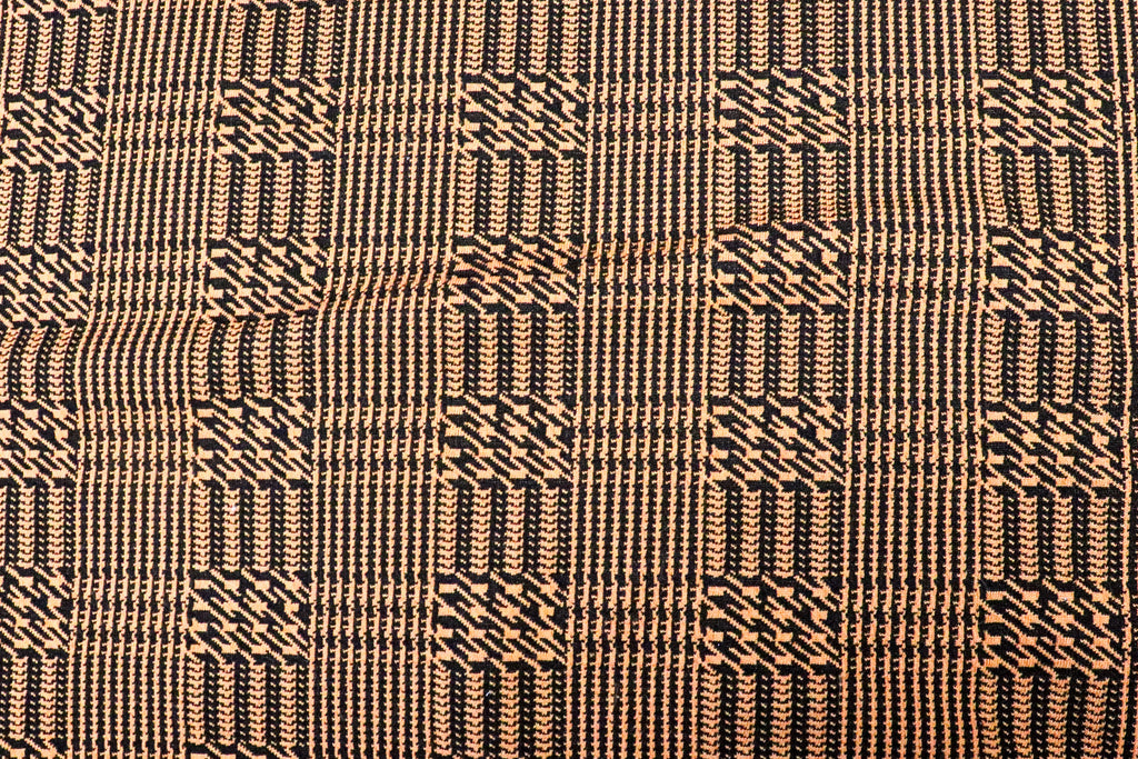 Rust Black Check Jacquard Fabric with Stretch
