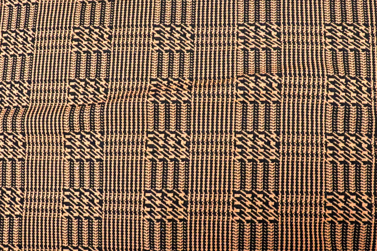 Rust Black Check Jacquard Fabric with Stretch