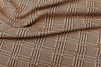 Rust Black Check Jacquard Fabric with Stretch