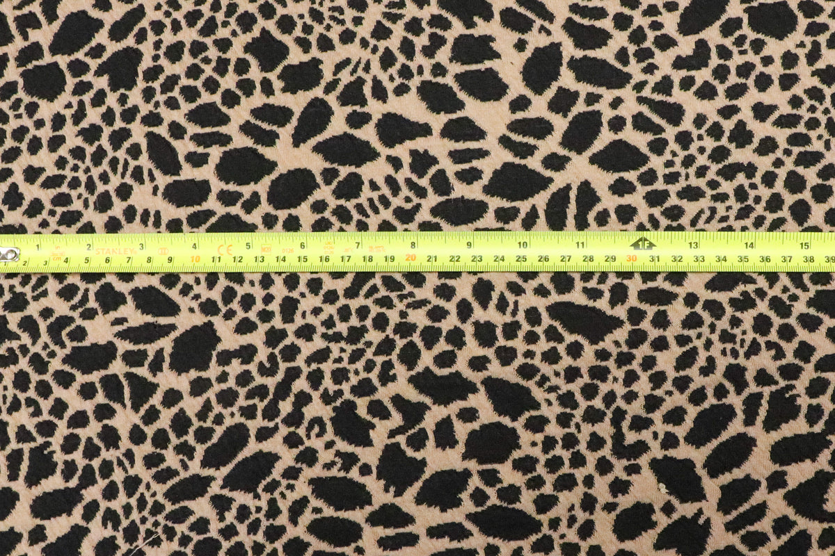Animal Spot Jacquard Fabric Camel Black with Stretch