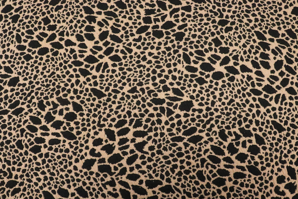 Animal Spot Jacquard Fabric Camel Black with Stretch