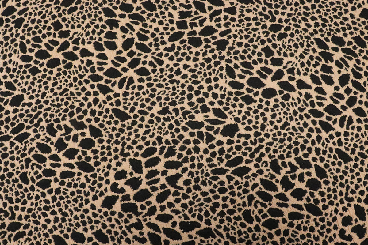 Animal Spot Jacquard Fabric Camel Black with Stretch