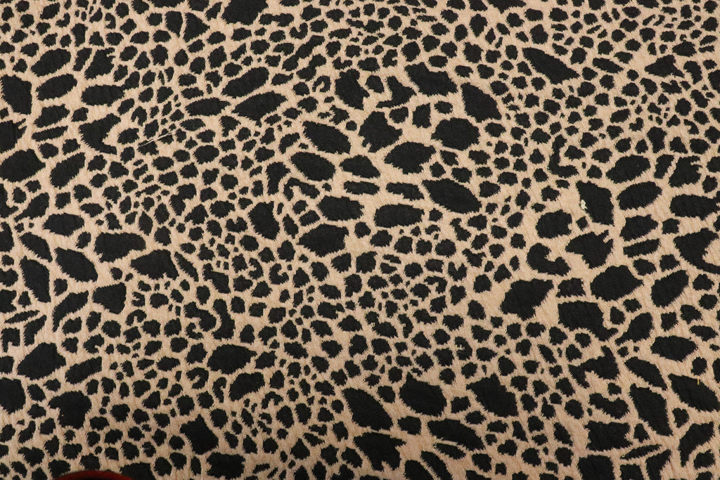 Animal Spot Jacquard Fabric Camel Black with Stretch