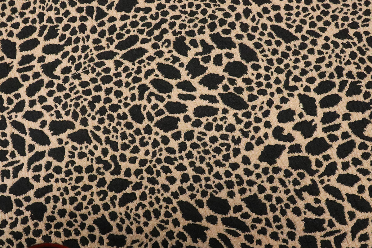 Animal Spot Jacquard Fabric Camel Black with Stretch