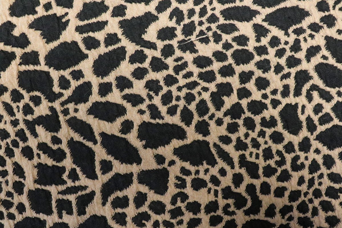 Animal Spot Jacquard Fabric Camel Black with Stretch