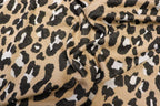 Beige Leopard Jacquard Fabric with Stretch Knitted Design