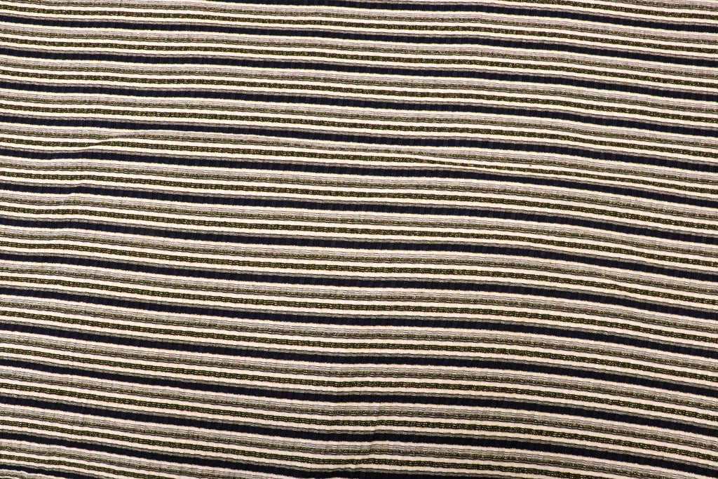 Navy Ivory Rib Fabric Gold Lurex Stripes with Stretch