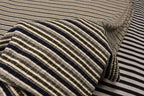 Navy Ivory Rib Fabric Gold Lurex Stripes with Stretch