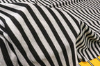 Black Silver Grey Stripe Fabric Horizontal Silver Lurex