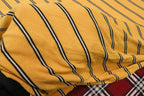 Mustard Rib Knit Fabric Black White Horizontal Stripes 2x1